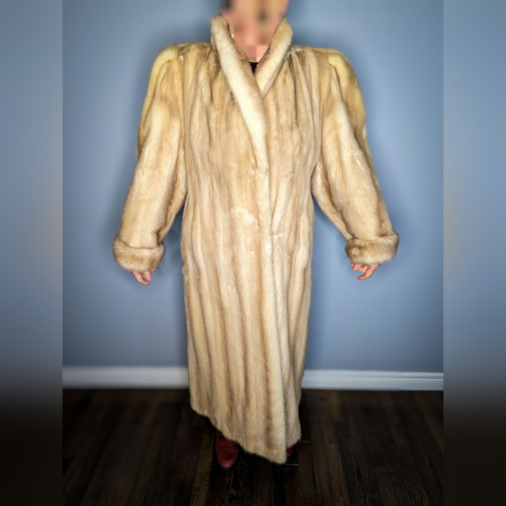 Full length white mink fur coat